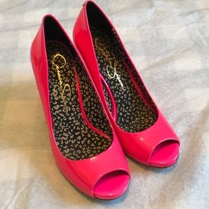 💗Jessica Simpson hot pink peep toe💗